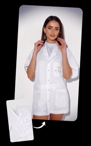 חלוק ממותג לקוסמטיקאית – מקצועיות, סטייל ונראות שמוכרת