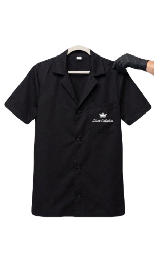 חלוק טיפולים שחור – מקצועיות ונוחות בכל טיפול -120שח שחור (מידות S M L XL)